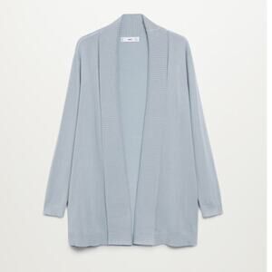 Mango Fine-Knit Cardigan in Blue, Size S